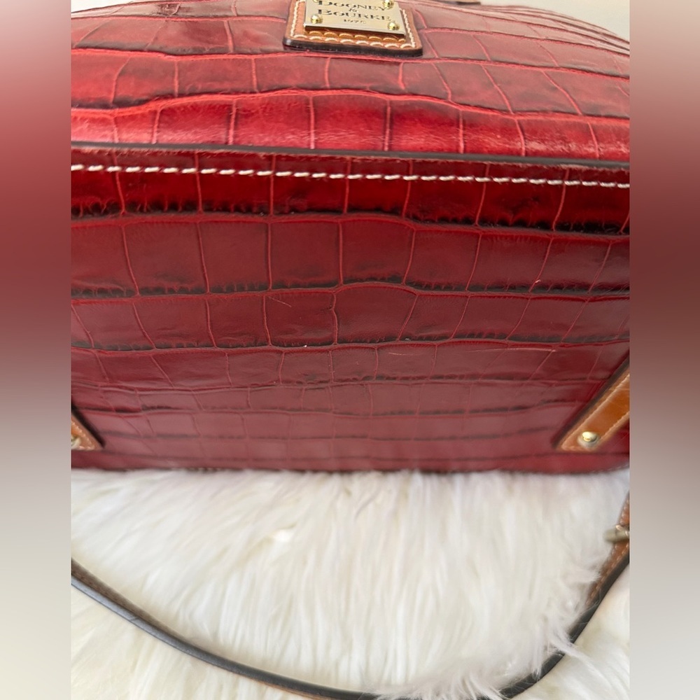 Dooney & Bourke Red Crocodile-Embossed Satchel - Picture 5 of 12